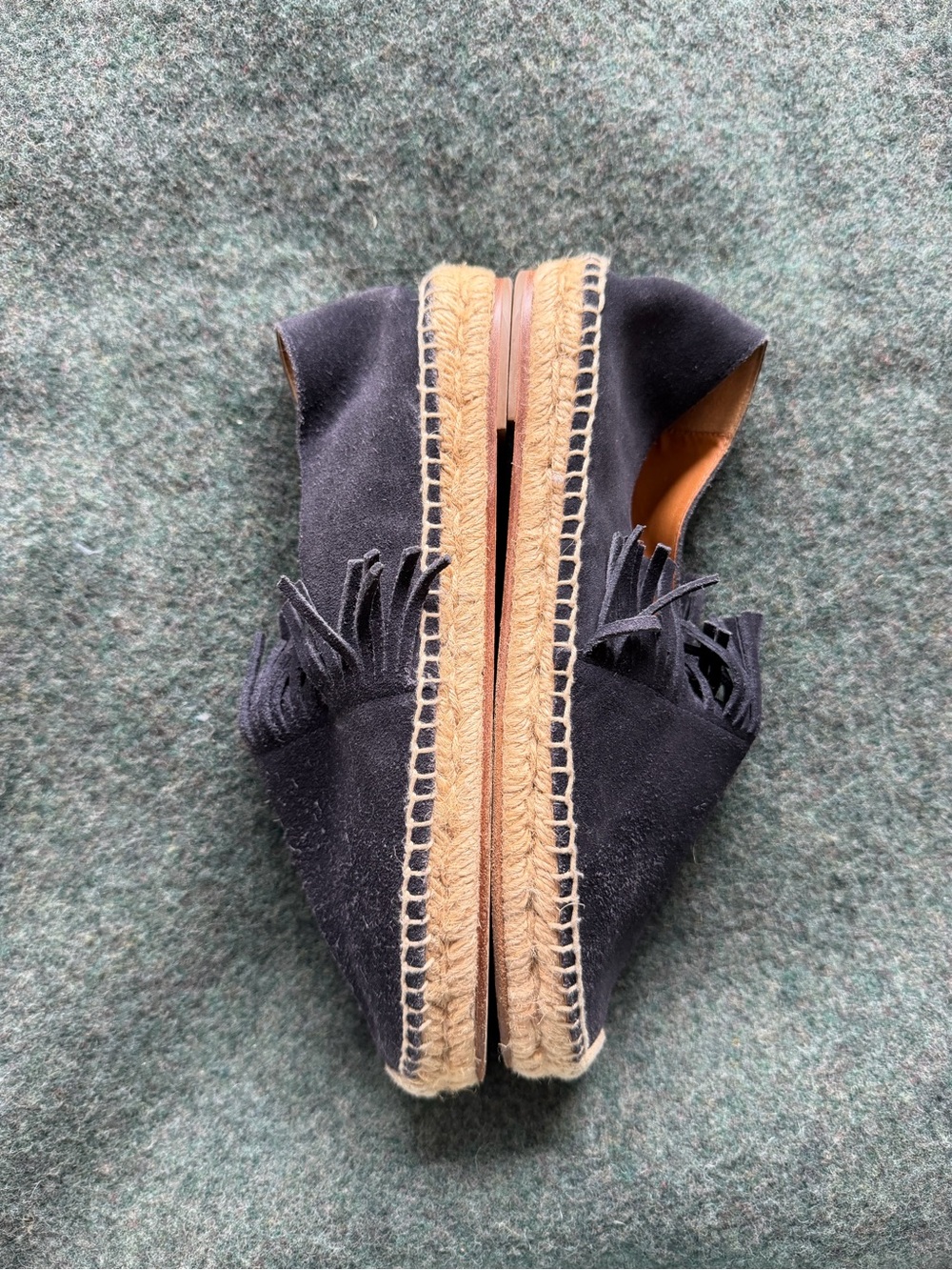 Chloe Navy Blue Suede Fringe Espadrilles Flats Size US 8 - Picture 5 of 5